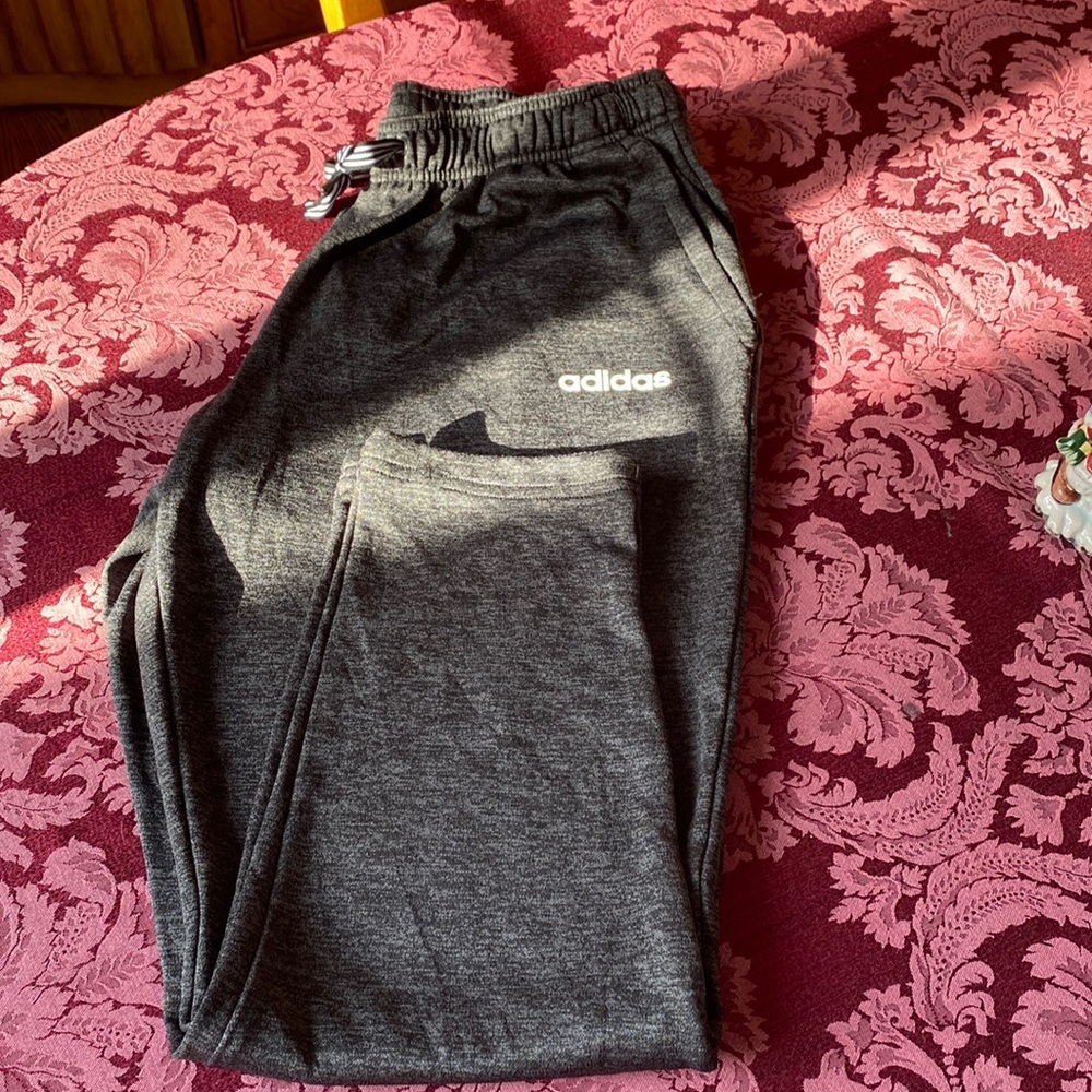 Men’s Adidas Athletic Pants, Heathered Charcoal Gray, Sz L